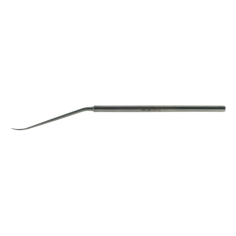 BR Surgical ROSEN Ear Needle, angled shaft, curved, pointed, 6" 