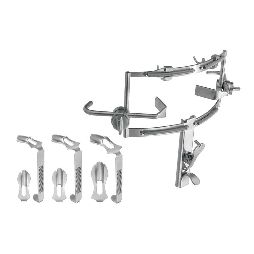 BR Surgical DINGMAN Mouth Gag, complete set of 3 tongue blades, upper blades and cheek retractors, tongue blades 