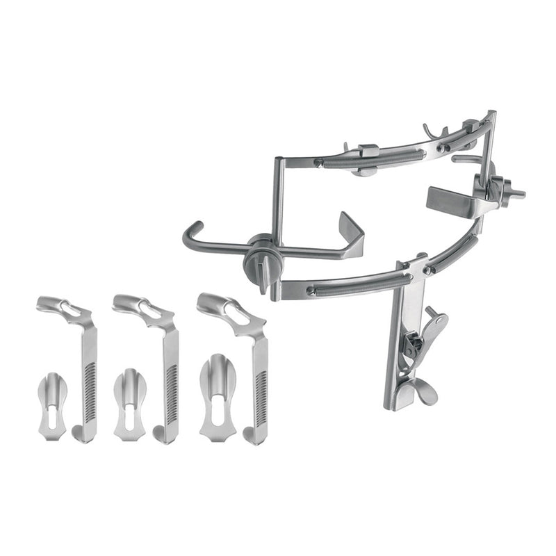 BR Surgical DINGMAN Mouth Gag, complete set of 3 tongue blades, upper blades and cheek retractors, tongue blades