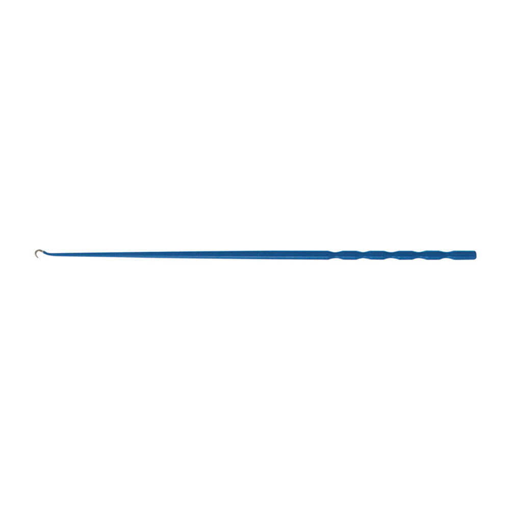BR Surgical IRIS Hook, slightly angled, 4mm hook, LEEP blue coated, exposed tip, 9" 