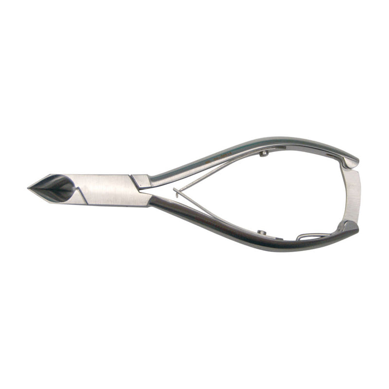 BR Surgical Nail Nippers, angled concave jaw w/ sharp end, double spring, w/ lock, 5½" 