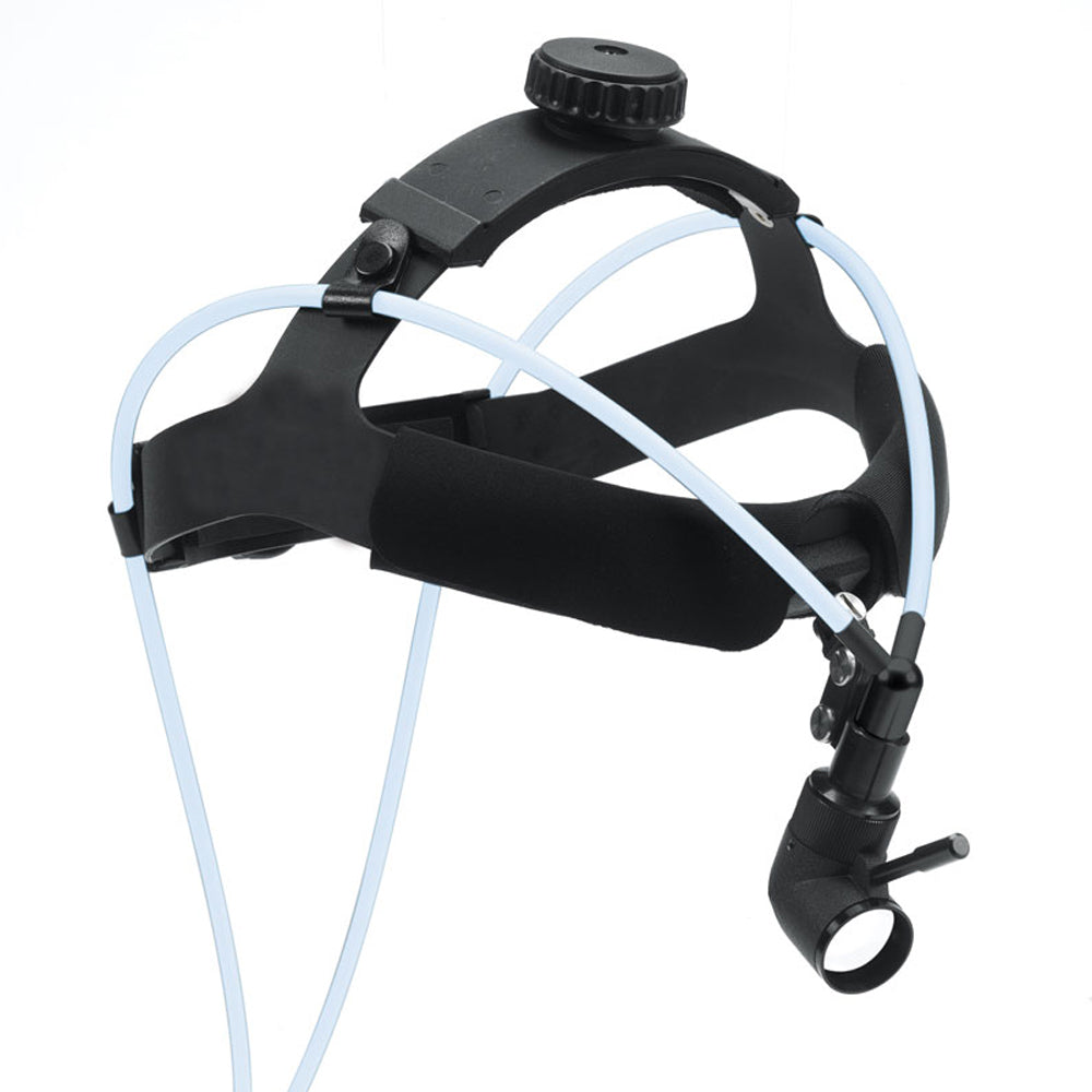 BR Surgical Fiberoptic Headlight  w/ 3.5mm bifurcated 9-foot cable, 20mm-110mm spot size, & deluxe headband, Wolf fitting 