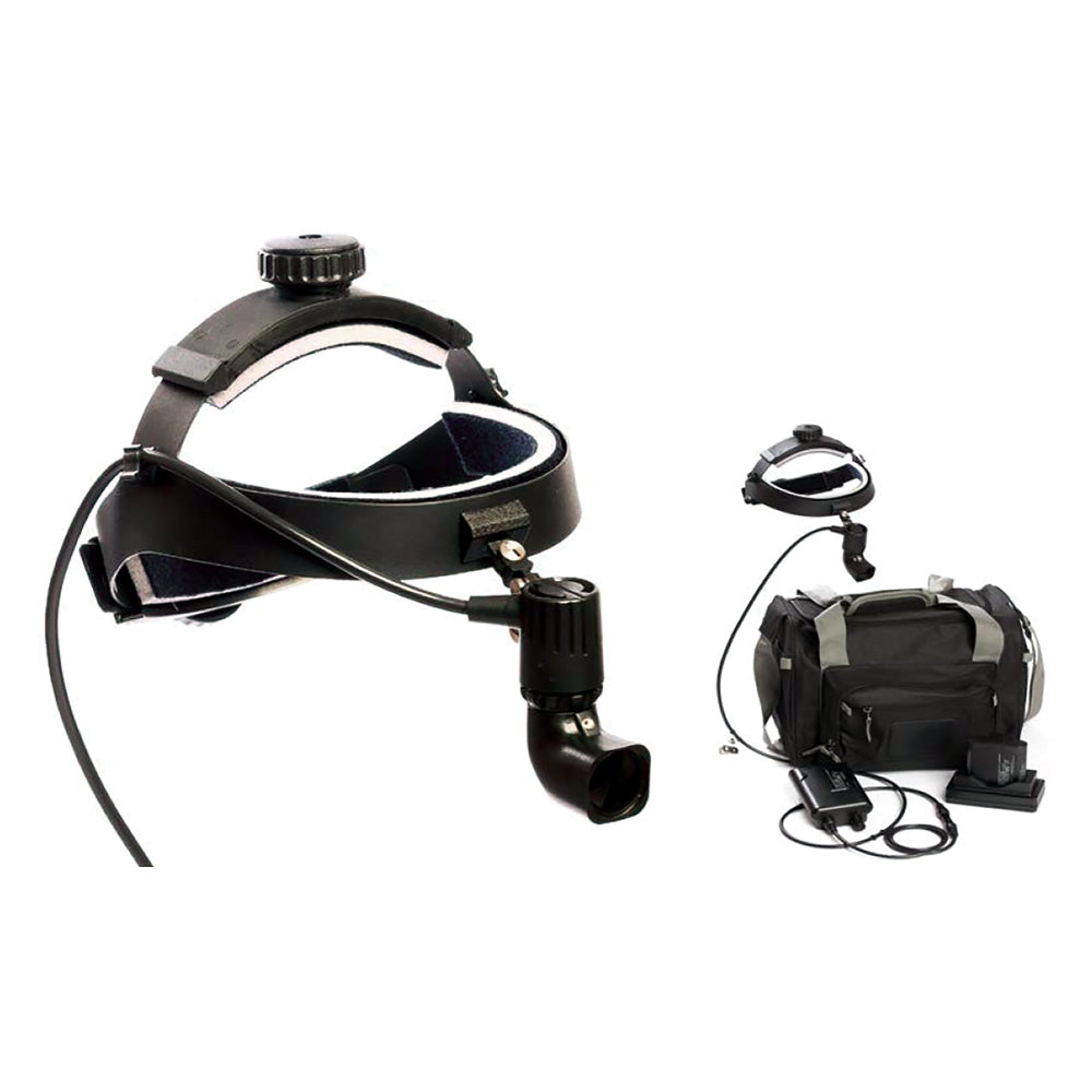 BR Surgical LED Premium Headlight, with Battery Pack, variable intensity control, with variable spot 20mm-110mm at 16", deluxe headband with crown, includes 2 rechargeable lithium ion battery and charger 