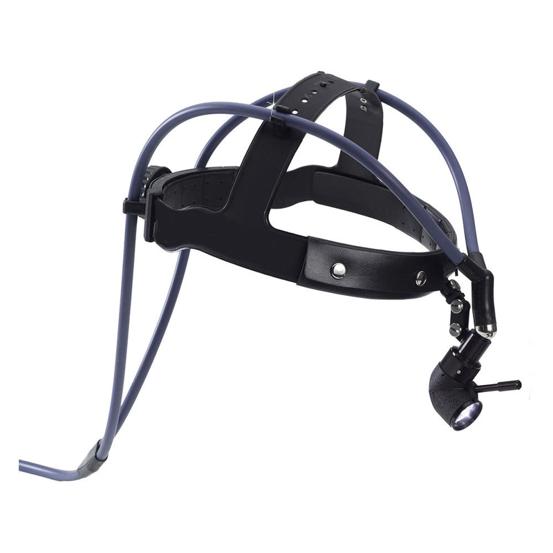BR Surgical Fiberoptic Headlight w/ 3.5mm bifurcated 9-foot cable, 20mm-110mm spot size, & deluxe headband, Storz adapter 