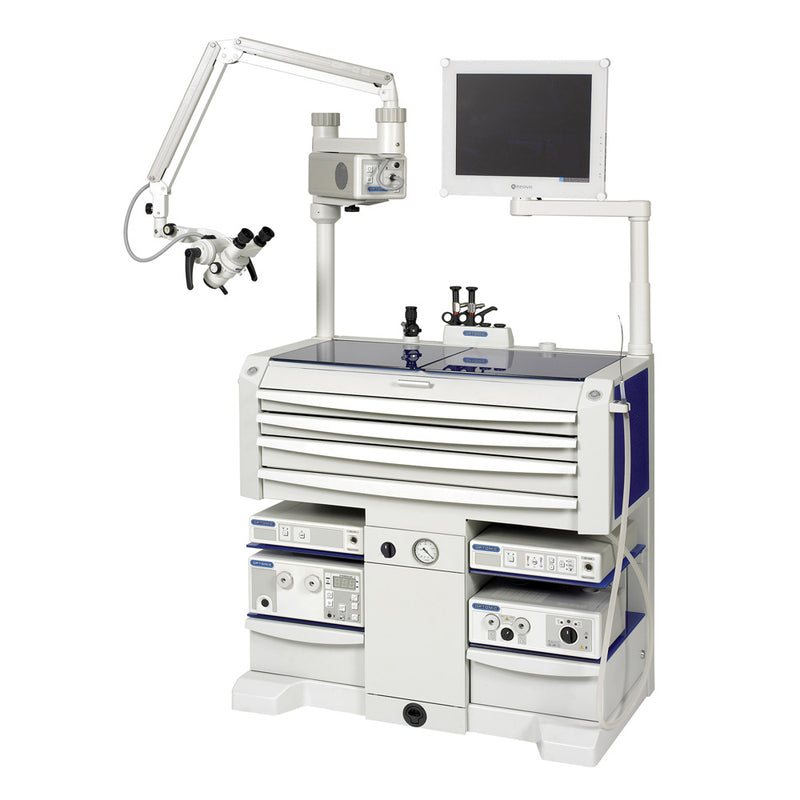 BR Surgical OPTIMUS ENT Treatment Cabinet, 6 drawers, built-in suction pump, pressure pump and waste bin, 38"w x 38"h x 21¼"d
