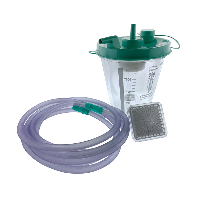 BR Surgical CleanTract, ENT Disposable Suction Pump Kit, consisting of Air Filter Pump, Suction Tubing 10ft, and Fluid canister 1200CC, 5/box