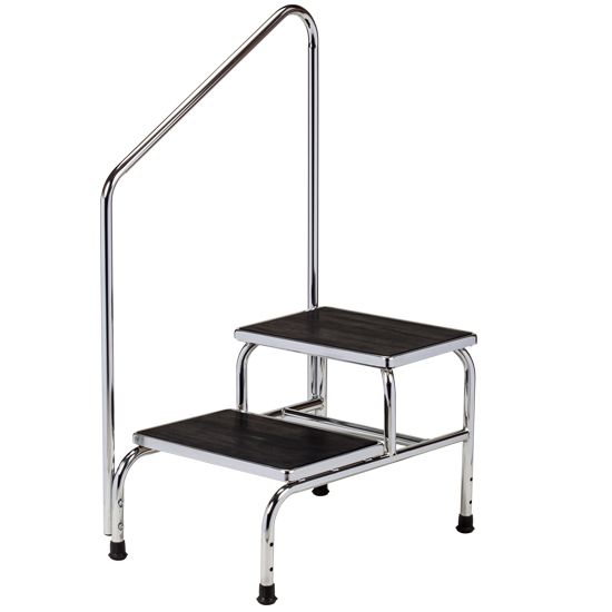 Clinton Chrome Two-Step Step Stool  With Handrail
