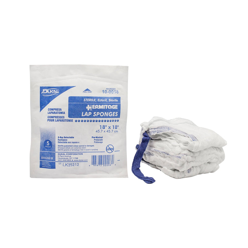 Dukal Corporation Dukal Laparotomy Sponges  Sponge, 18" x 18", Sterile, X-Ray Detectable, Prew