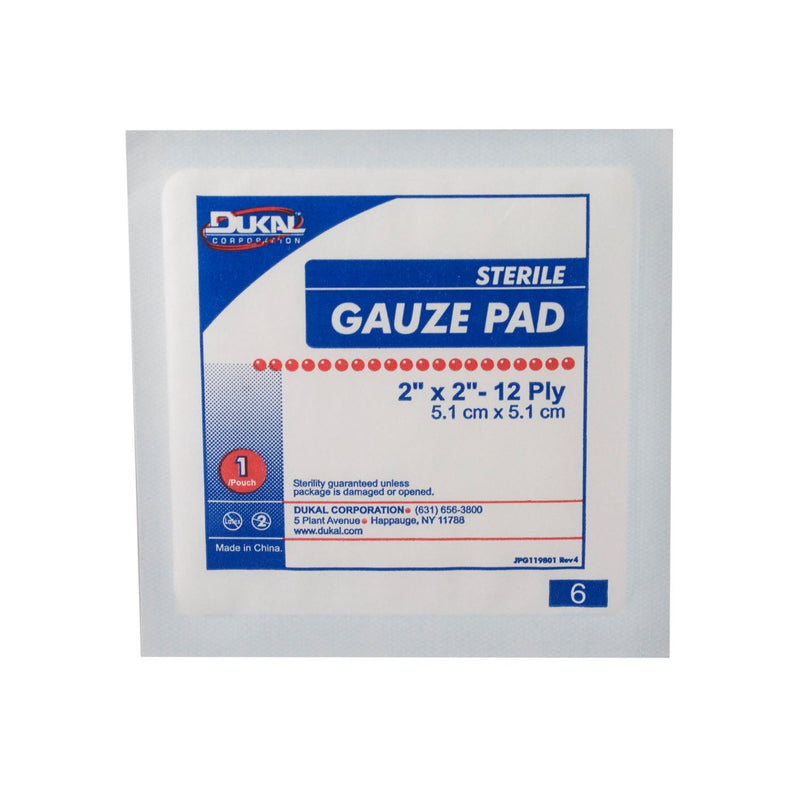 Dukal Corporation Dukal Gauze Pads  Pad, 2" x 2", 12-Ply, Sterile, 1/pk, 25 pk/bx, 24
