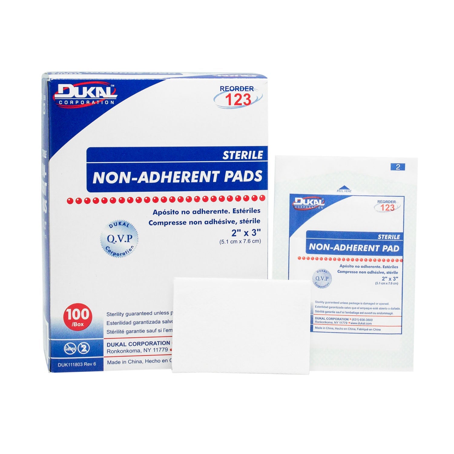 Dukal Corporation Dukal Non-Adherent Pads  Non-Adherent Pad, 2" x 3", Sterile, 1/pk, 100 pk/b