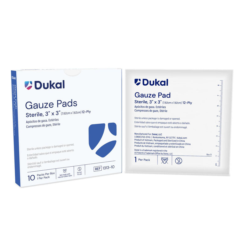 Dukal Corporation Dukal Gauze Pads  Pad, 3" x 3", 12-Ply, Sterile, 1/pk, 10 pk/bx, 60