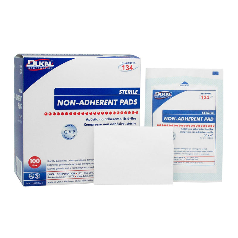 Dukal Corporation Dukal Non-Adherent Pads  Non-Adherent Pad, 3" x 4", Sterile, 1/pk, 100 pk/b