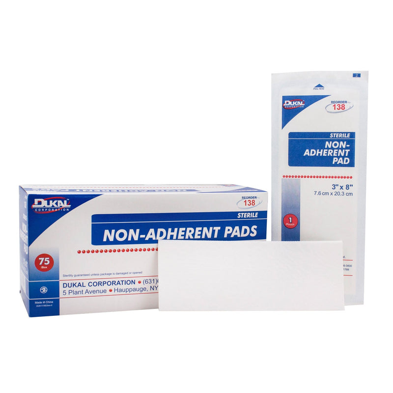 Dukal Corporation Dukal Non-Adherent Pads  Non-Adherent Pad, 3" x 8", Sterile, 1/pk, 75 pk/bx