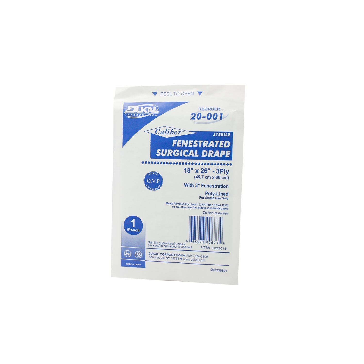 Dukal Corporation Dukal Surgical Drapes  Drape, Fenestrated, 18" x 26", Sterile, 1/pk, 50 p