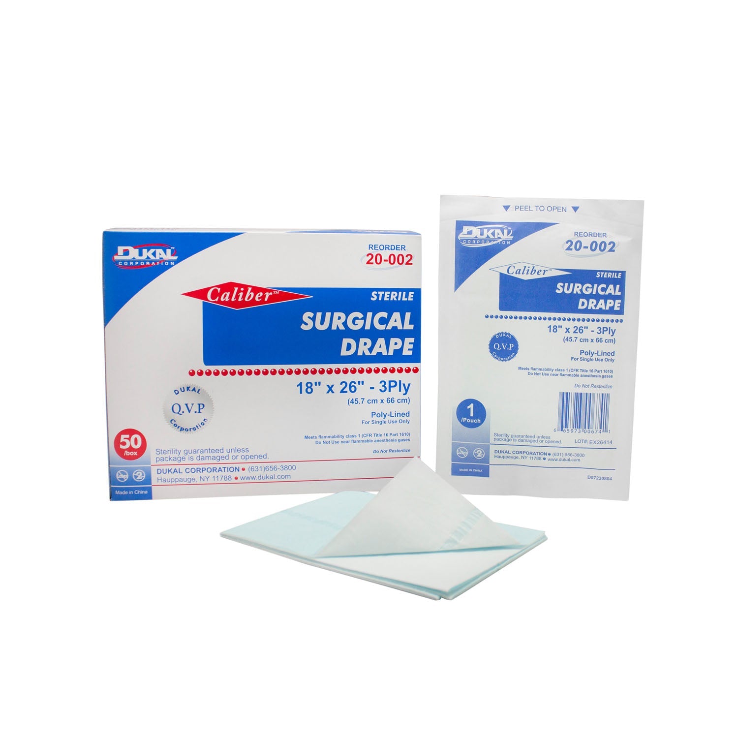 Dukal Corporation Dukal Surgical Drapes  Drape, 18" x 26", Sterile, 1/pk, 50 pk/bx, 6 bx/cs