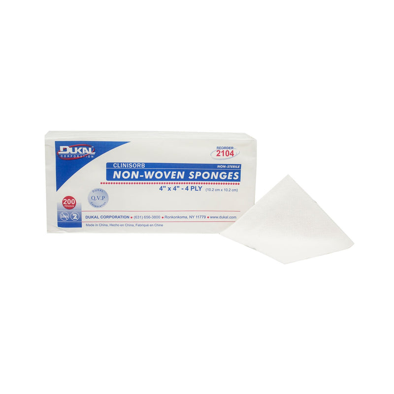 Dukal Corporation Dukal Clinisorb Non-Woven Sponges  Clinisorb Non-Woven Sponge, 4" x 4", 4-Ply, Non-St