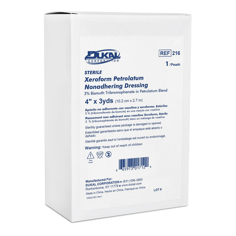 Dukal Corporation Dukal Alba Xeroform Petrolatum Gauze Dressings  Dressing, 4" x 3 yds, Sterile, 1/pk, 6 pk/bx