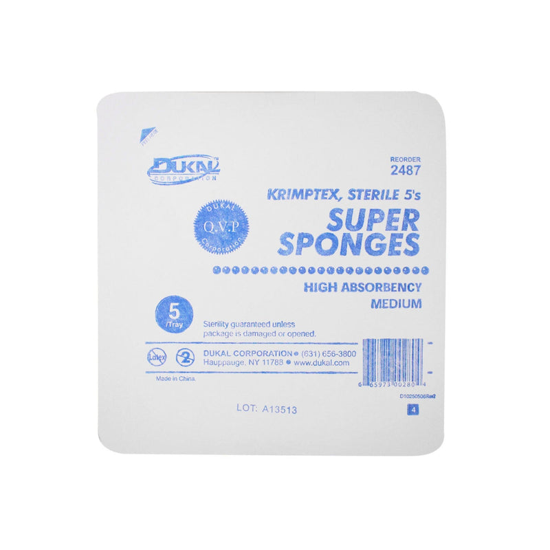 Dukal Corporation Dukal Super Sponges  Sponge, Sterile 5s, Medium, Hard Tray, 5/tray, 120
