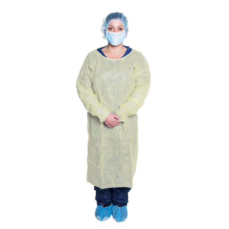 Dukal Corporation Dukal Isolation Gowns  301 - Isolation Gown, One Size, Yellow, 10/bg, 5 b