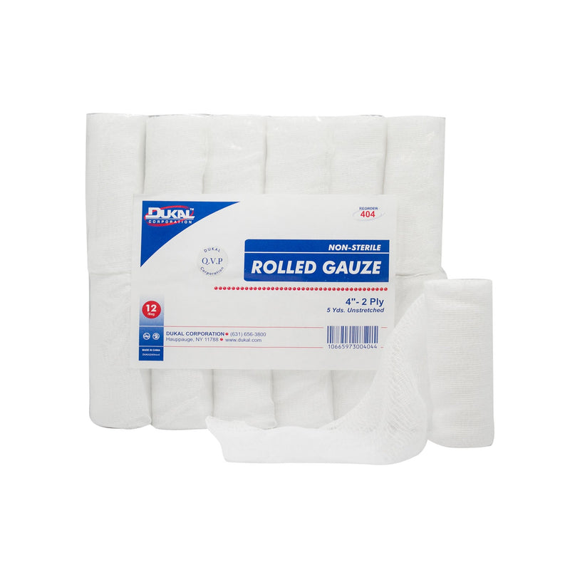 Dukal Corporation Dukal Rolled Gauze  Gauze, 4" x 5 yd, Non-Sterile, 2-Ply, 12 rl/bg, 8