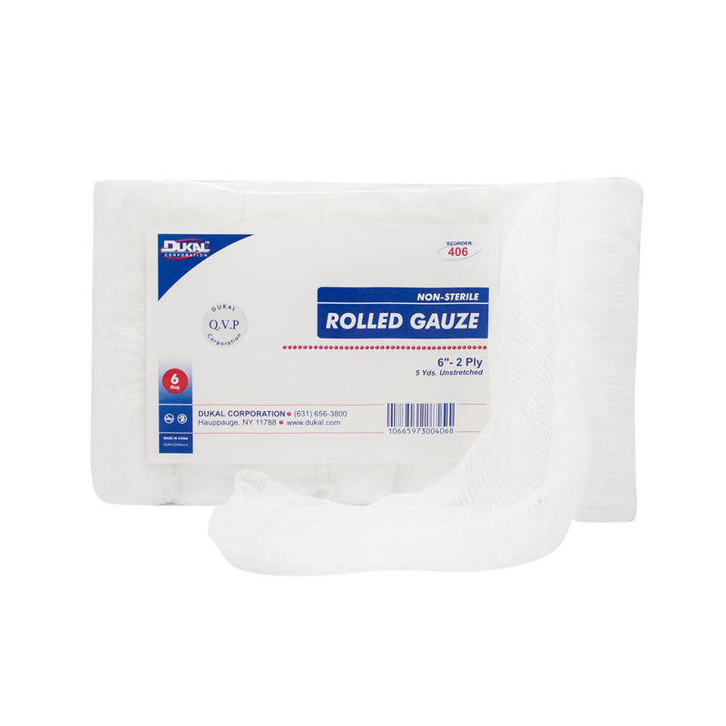 Dukal Corporation Dukal Rolled Gauze  Gauze, 6" x 5 yd, Non-Sterile, 6/bg, 8 bg/cs
