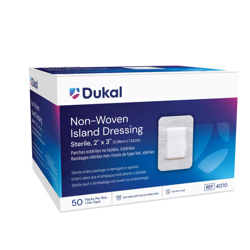Dukal Corporation Dukal Non-Woven Island Dressing  Dressing, 2" x 3", Non-Woven, Adhesive Backing, St