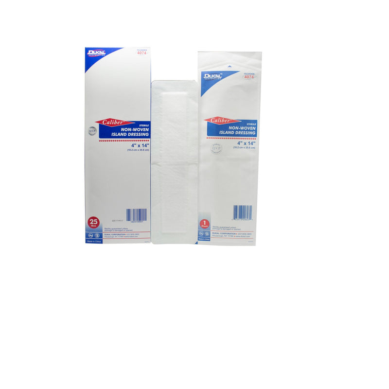 Dukal Corporation Dukal Non-Woven Island Dressing  Dressing, 4" x 14", Non-Woven, Adhesive Backing, S