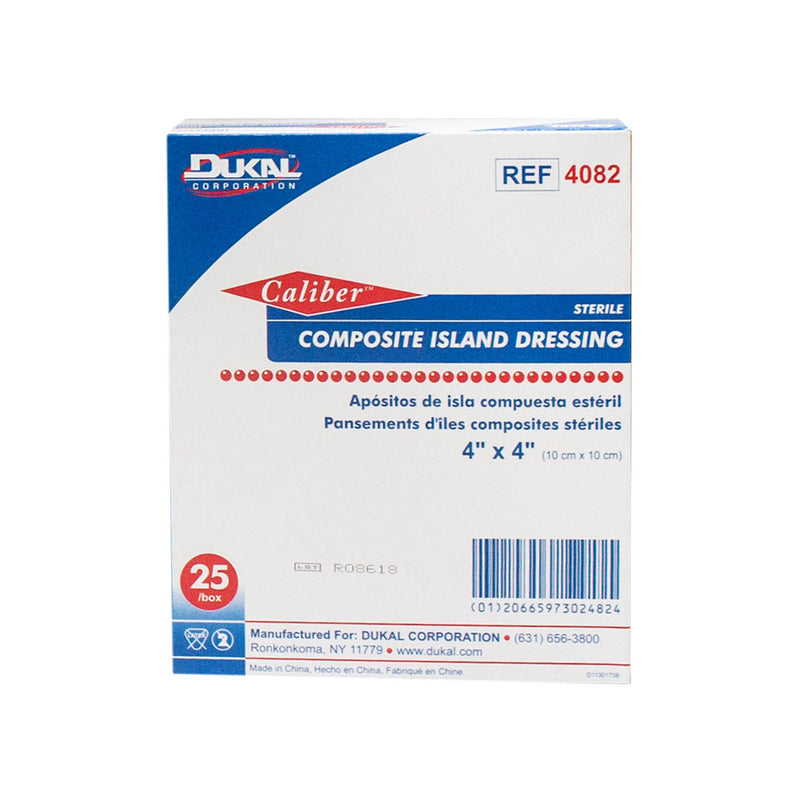 Dukal Corporation Dukal Composite Island Dressings  Dressing, 4" x 4", Sterile, 25/bx, 8 bx/cs