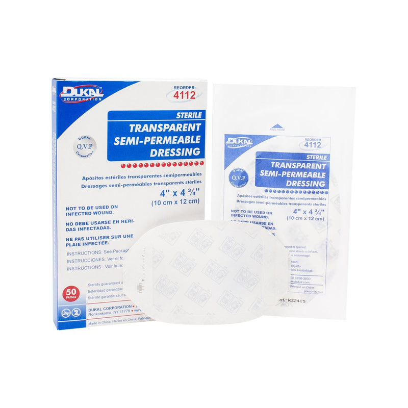Dukal Corporation Dukal Transparent Semi-Permeable Dressings  Dressing, 4" x 4¾", Transparent, Sterile, 1/pk, 50