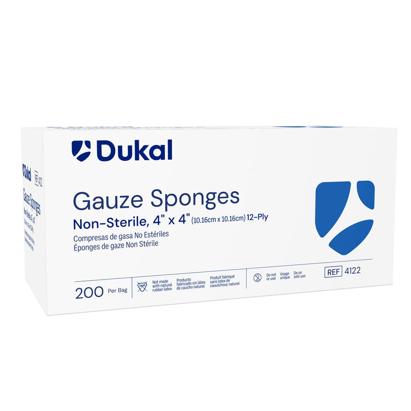 Dukal Corporation Dukal Woven Cotton Gauze Sponges  Sponge, 4" x 4", Non-Sterile, 12-Ply, 200/bg, 10 b