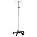 Dukal Corporation Dukal Tech-Med Iv Pole  IV Stand, 4 Hook, 5 Caster, 23" x 45" x 5.5", Stai
