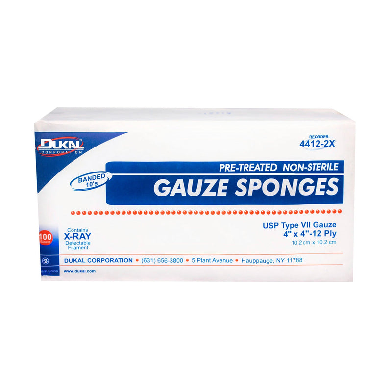 Dukal Corporation Dukal X-Ray Detectable Gauze Sponges  Sponge, 4" x 4", X-Ray Detectable Type VII, 12-Ply
