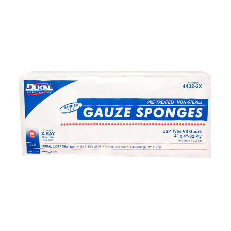 Dukal Corporation Dukal X-Ray Detectable Gauze Sponges  Sponge, 4" x 4", X-Ray Detectable Type VII, Non-St