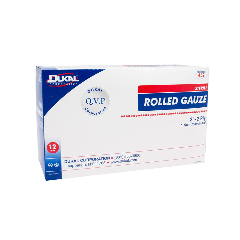 Dukal Corporation Dukal Rolled Gauze  Gauze, 2" x 5 yd, Sterile, 2-Ply, 1/pouch, 12 pouc