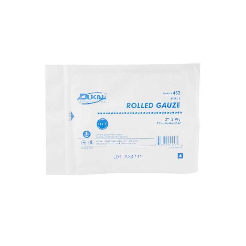 Dukal Corporation Dukal Rolled Gauze  Gauze, 3" x 5 yd, Sterile, 2-Ply, 1/pouch, 12/bg,