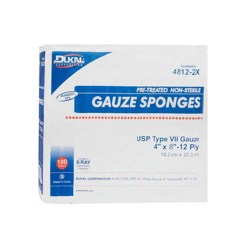Dukal Corporation Dukal X-Ray Detectable Gauze Sponges  Sponge, 8" x 4" X-Ray Detectable Type VII, 12-Ply,