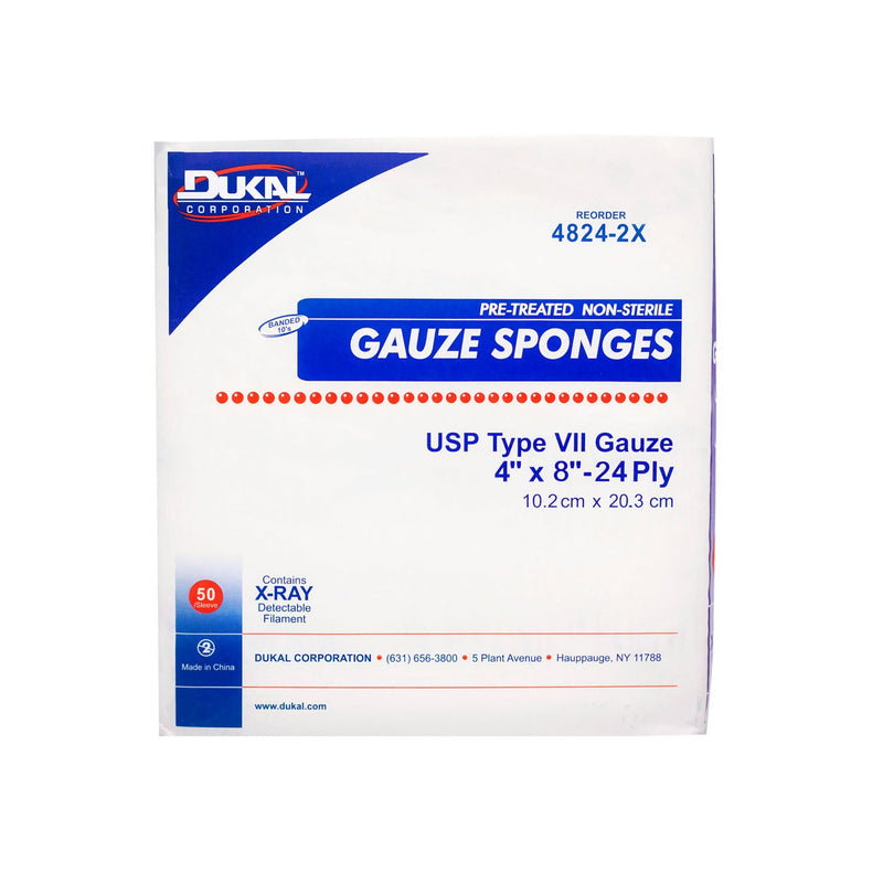 Dukal Corporation Dukal X-Ray Detectable Gauze Sponges  Sponge, 8" x 4" X-Ray Detectable Type VII, 24-Ply,
