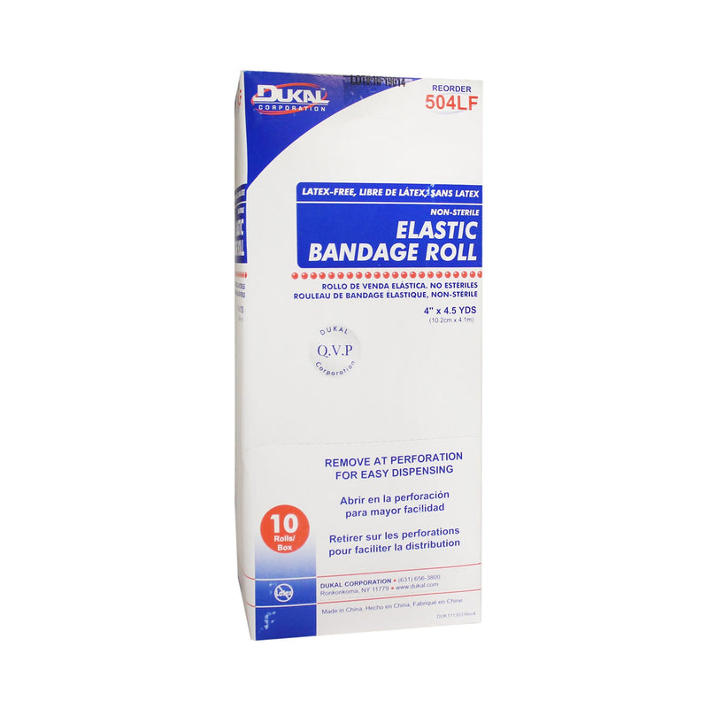 Dukal Corporation Dukal Elastic Bandage  Elastic Bandage Roll, 4" x 4.5yd, Non-Sterile, Lat