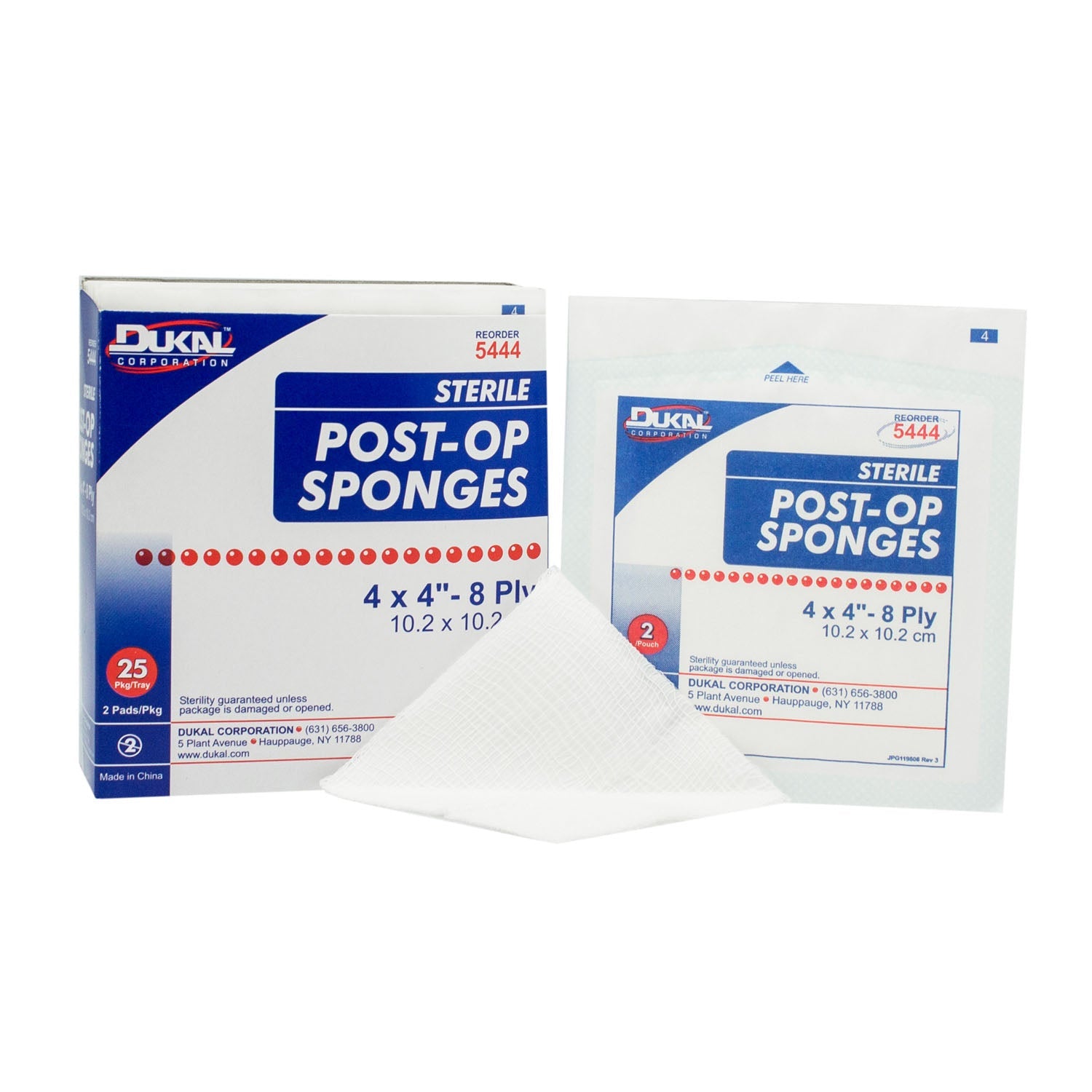 Dukal Corporation Dukal Post-Op Sponges  4" x 4" Sterile Post-Op, Gauze Facing, 2/pk, 25 pk