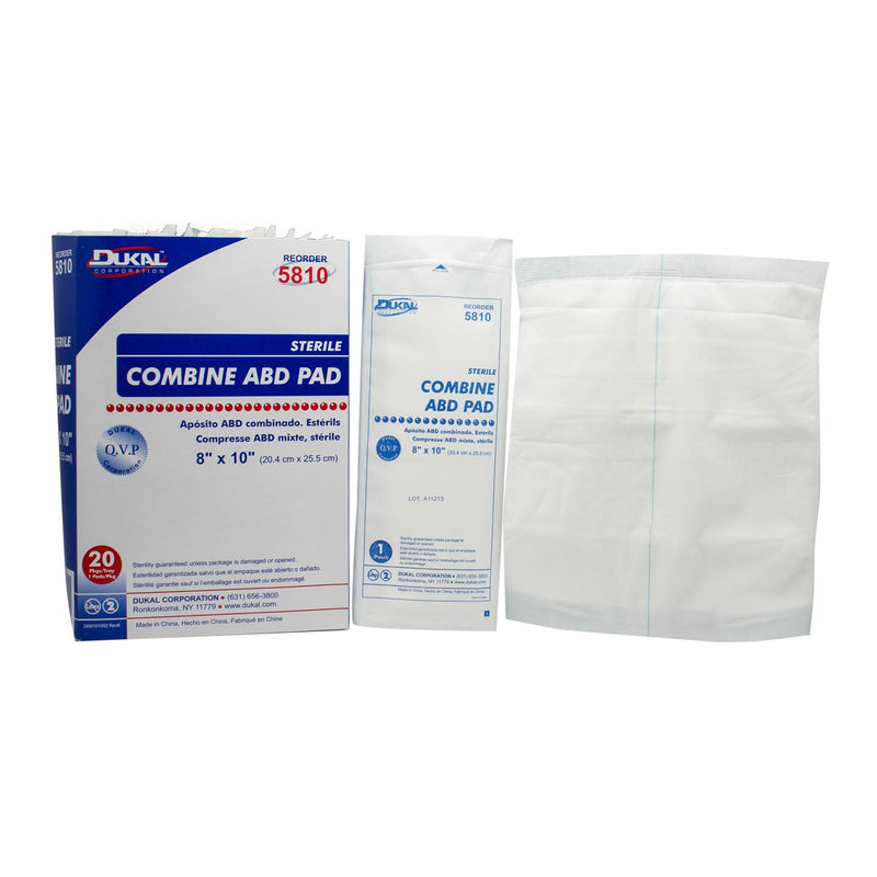 Dukal Corporation Dukal Abd Pads  ABD Pad, 8" x 10", Sterile, 1/pk, 20 pk/tray, 16 t