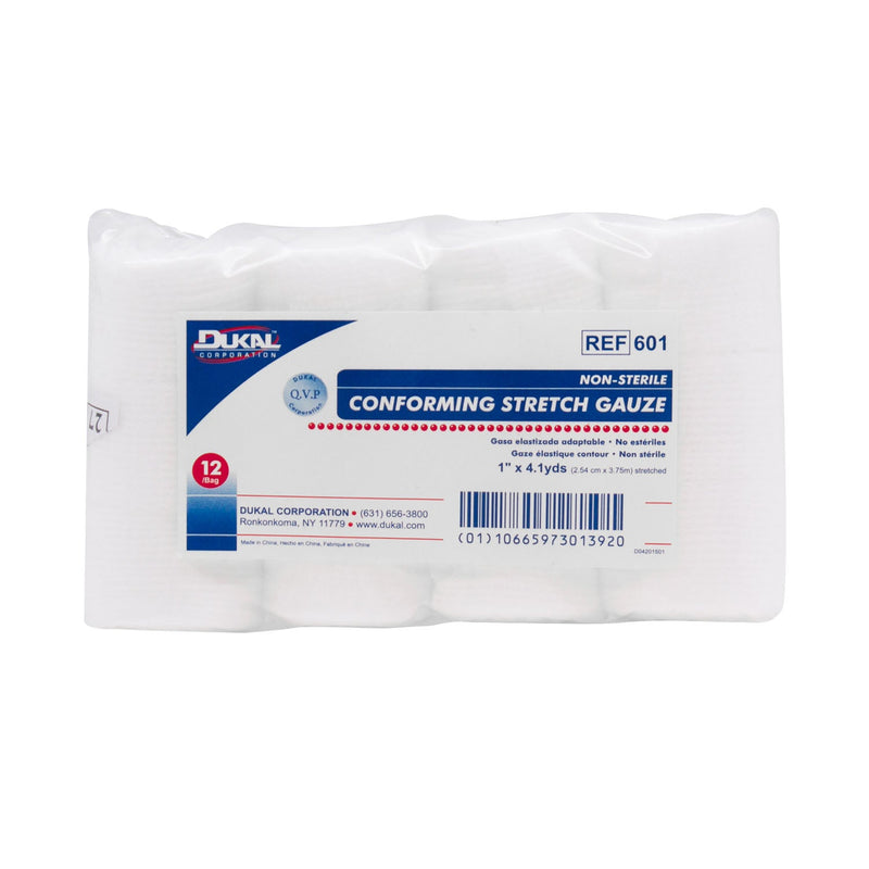 Dukal Corporation Dukal Conforming Stretch Gauze  Conforming Gauze, 1" x 4.1yds, Non-Sterile, 12 rl/