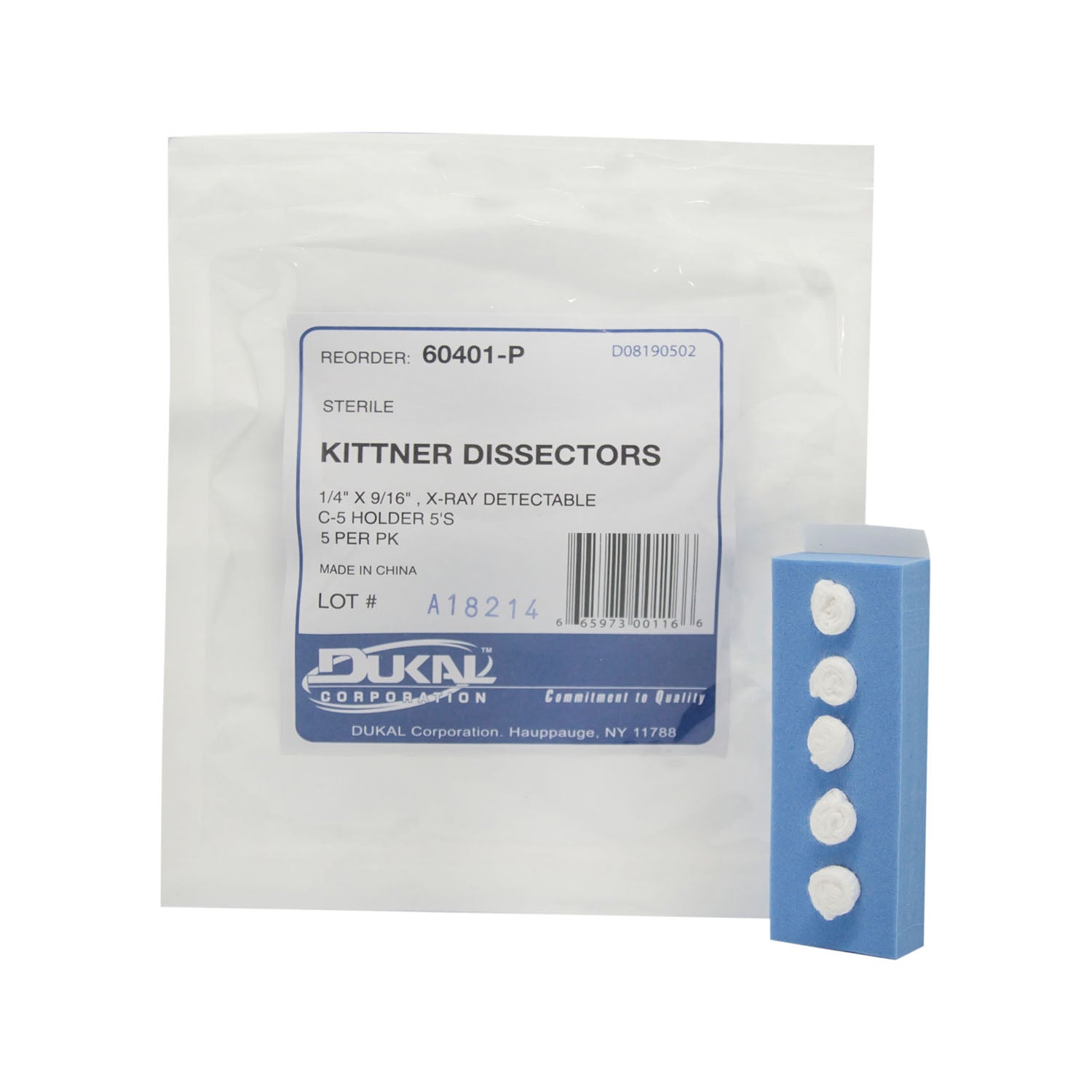Dukal Corporation Dukal Kittner Sponges  Dissectors, ¼" x 0.56", C-5 Foam Holder, Sterile 5