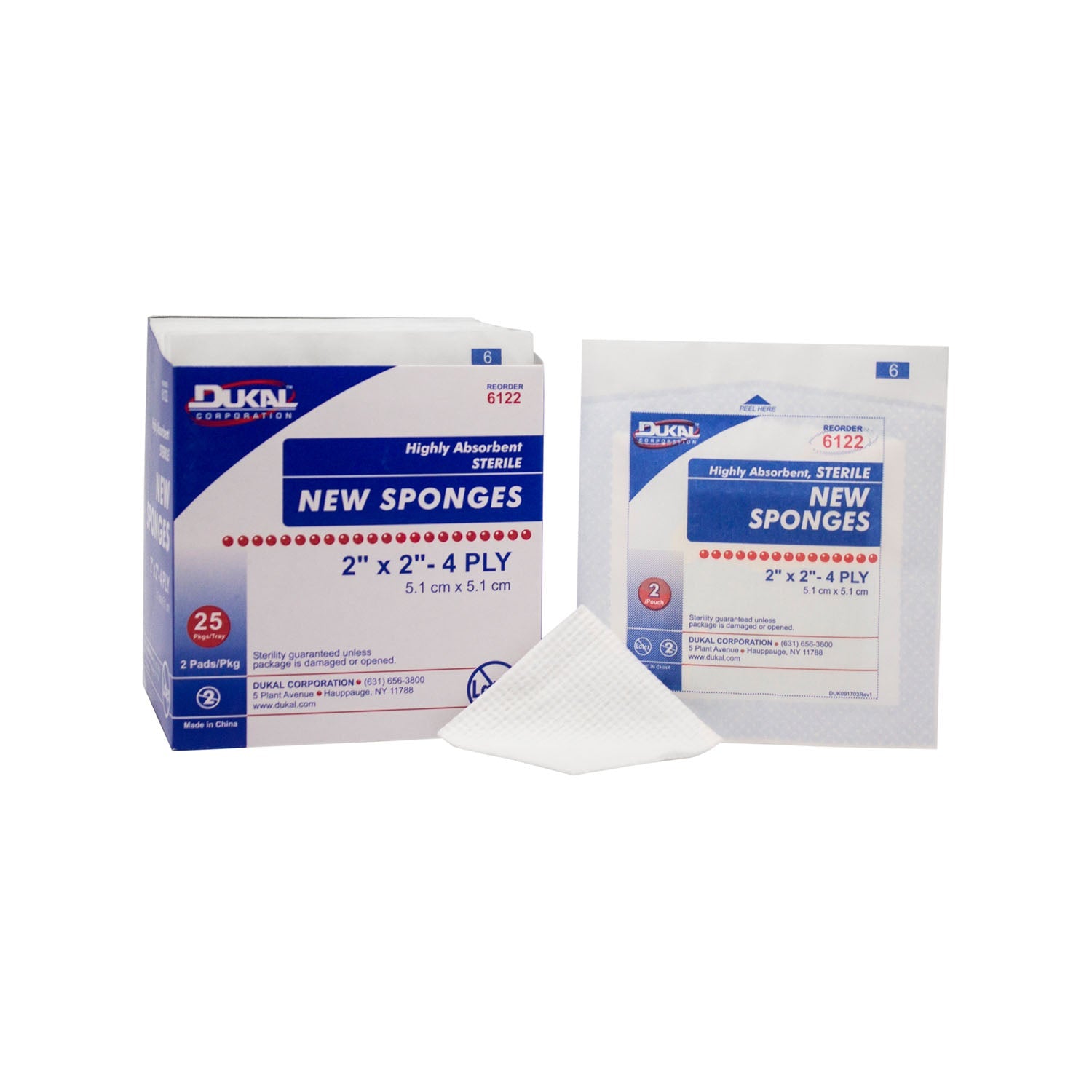 Dukal Corporation Dukal New Sponges  Sponge, 2" x 2", Non-Woven New Sponge, Sterile, 4-