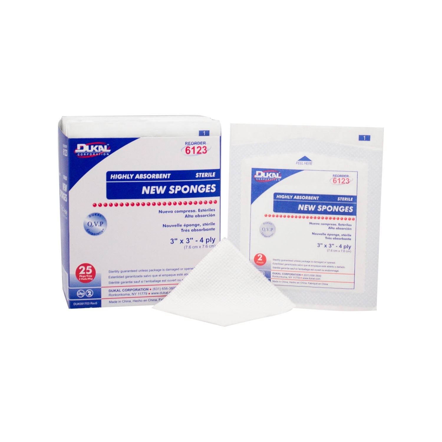 Dukal Corporation Dukal New Sponges  Sponge, 3" x 3", Non-Woven New Sponge, Sterile, 4-