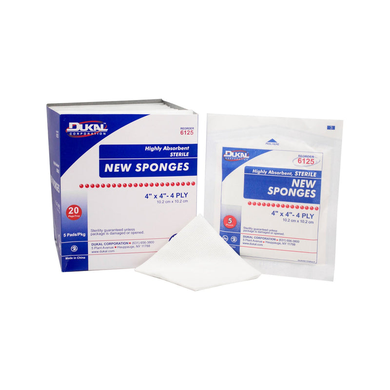 Dukal Corporation Dukal New Sponges  Sponge, 4" x 4", Non-Woven New Sponge, Sterile, 4-