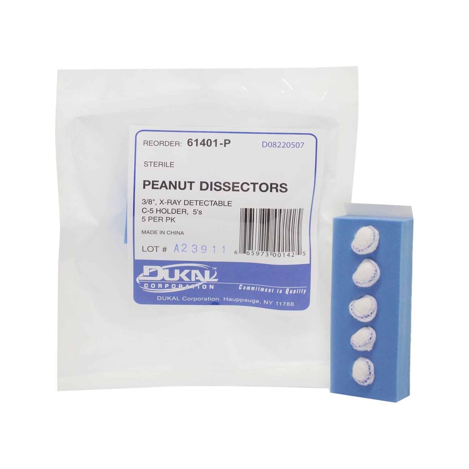 Dukal Corporation Dukal Peanut Sponges  Peanut Dissectors, 3/8", Sterile, 5/pk, 40 pk/cs