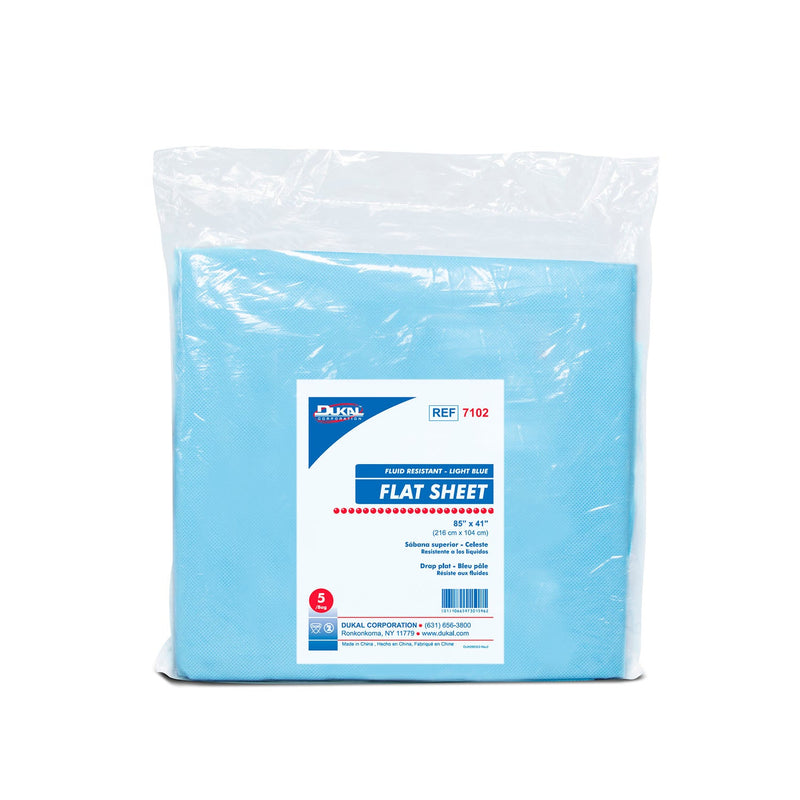 Dukal Corporation Dukal Disposable Linens  Flat Sheet, 85" X 41", Fluid Resistant, Lt. Blue,
