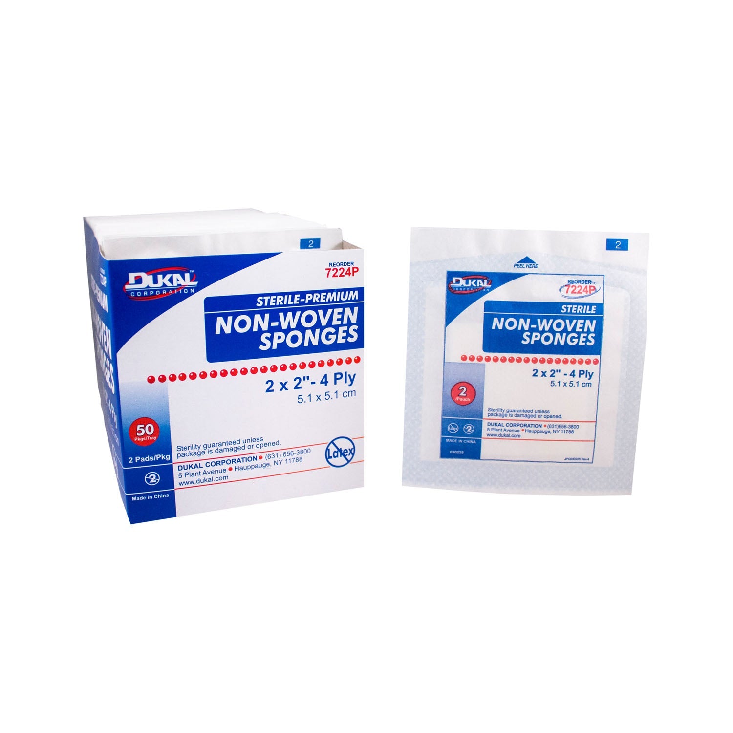 Dukal Corporation Dukal Premium Non-Woven Sponges  Sponge, 2" x 2" Non-Woven, Premium, Sterile, 4-Ply