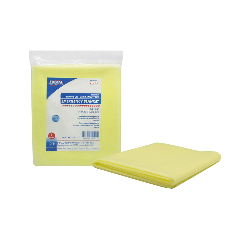 Dukal Corporation Dukal Emergency Blankets  Emergency Blanket, 54 x 80", Yellow, Heavy Duty Fl