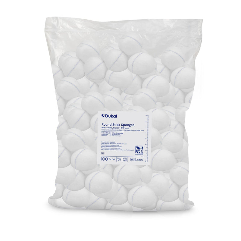 Dukal Corporation Dukal Round Stick Sponges  Cotton -Filled, X-Ray Detectable, Super 1½", Non-S